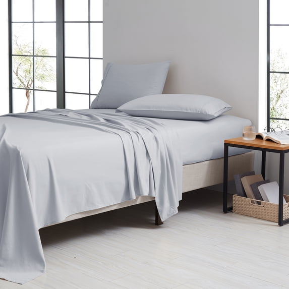 Rayon from Bamboo 4 Piece Luxury Solid Sheet Set - 8 Colors - Silver - Queen