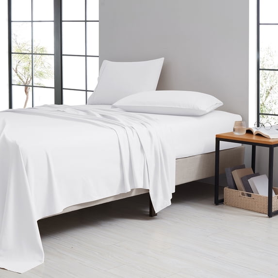 Rayon from Bamboo 4 Piece Luxury Solid Sheet Set - 8 Colors - White - Queen