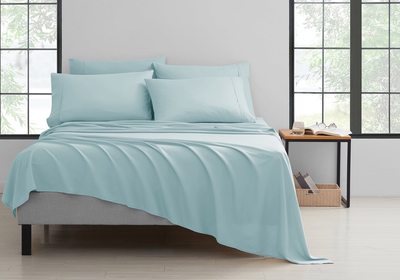 Rayon from Bamboo 6-Piece Luxury Sheet Set - 7 Colors - Aqua - Queen