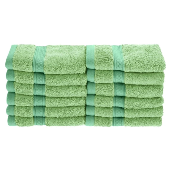 Rayon from Bamboo 650 GSM 12-Piece Face Towel Set Spring Green