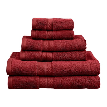 Rayon from Bamboo 650 GSM 6-Piece Towel Set, 2 Face, 2 Hand, and 2 Bath Crimson