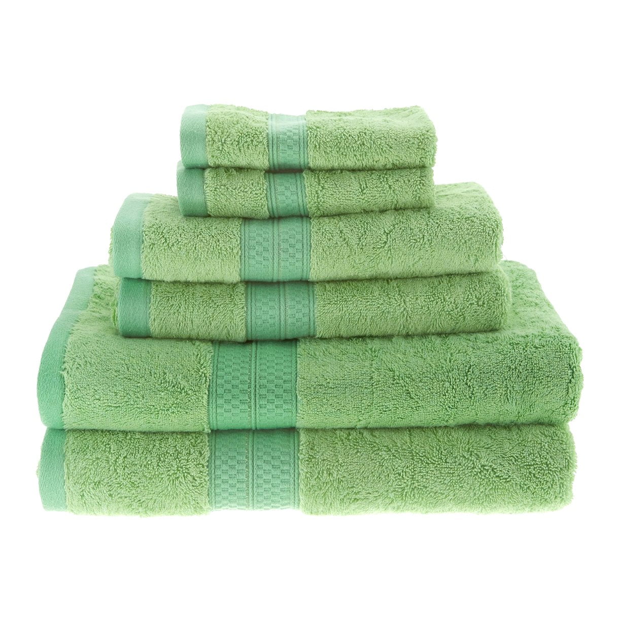 Rayon from Bamboo 650 GSM 6-Piece Towel Set, 2 Face, 2 Hand, and 2 Bath Spring Green