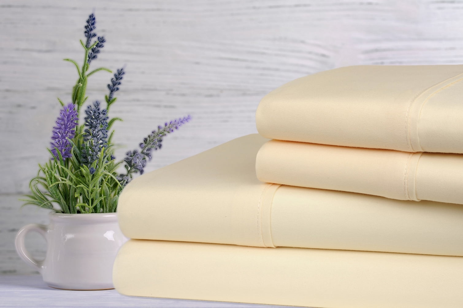 Rayon from Bamboo Lavender Infused Scented 4-Piece Sheet Set - 6 Colors - Ivory - Queen