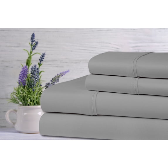 Rayon from Bamboo Lavender Infused Scented 4-Piece Sheet Set - 6 Colors - Silver - Twin