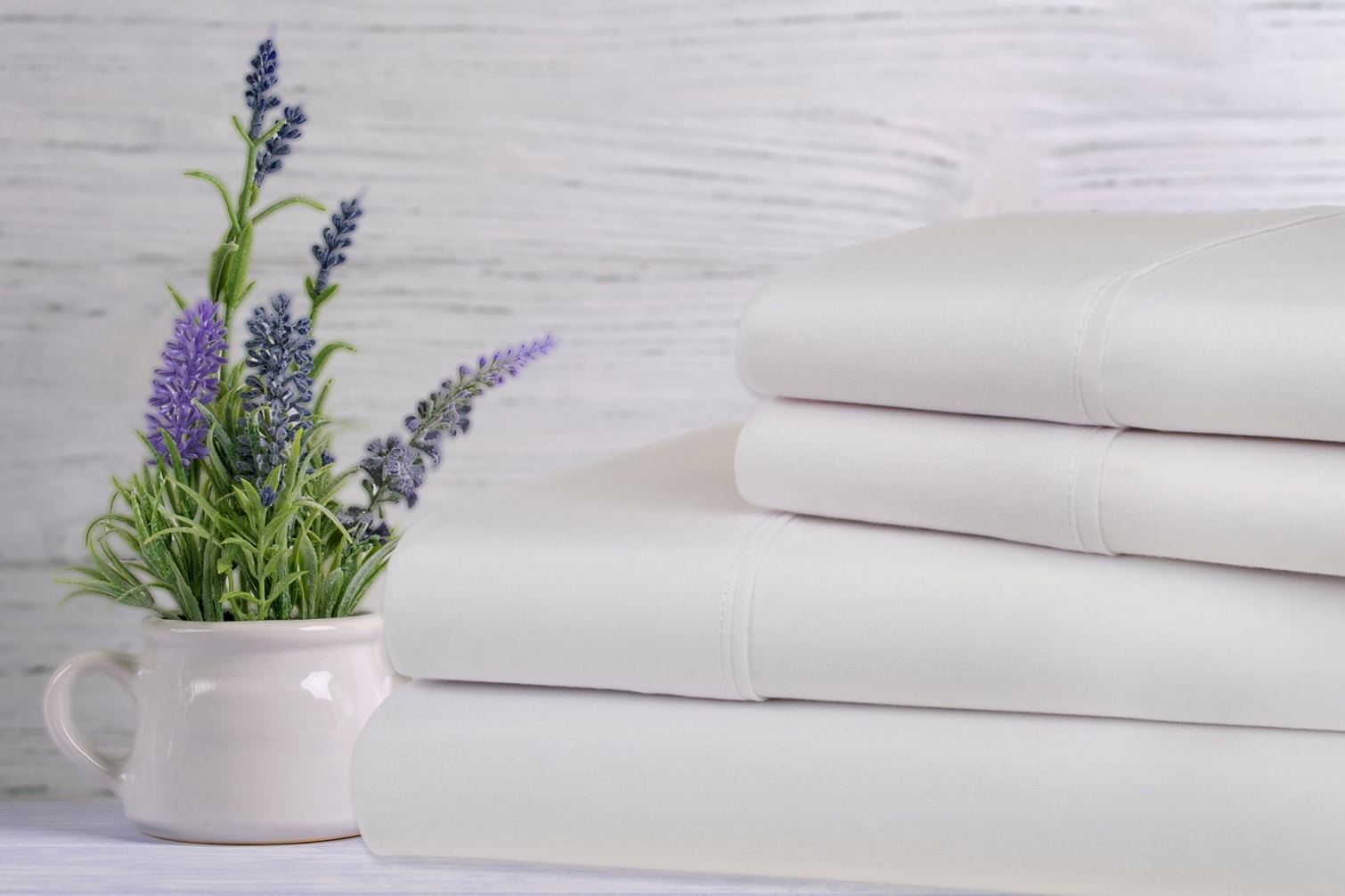 Rayon from Bamboo Lavender Infused Scented 4-Piece Sheet Set - 6 Colors - White - King