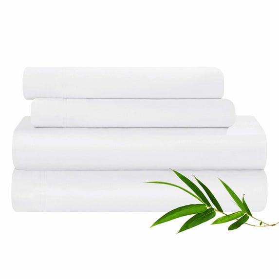 Rayon from Bamboo Solid Deep Pocket Sheet Set White / Twin