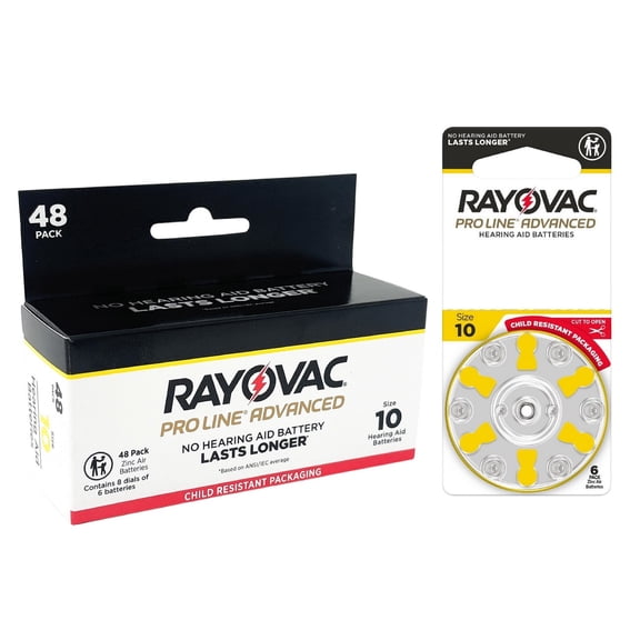 Rayovac 10CR-48PROUSC Proline Advanced Hearing Aid Batteries, Size 10 (48 pack)