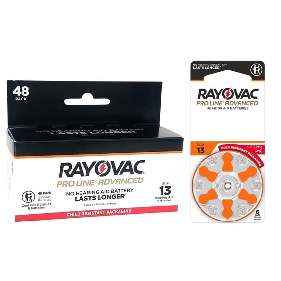Rayovac 13CR-48PROUSC Proline Advanced Hearing Aid Batteries, Size 13 (48 pack)