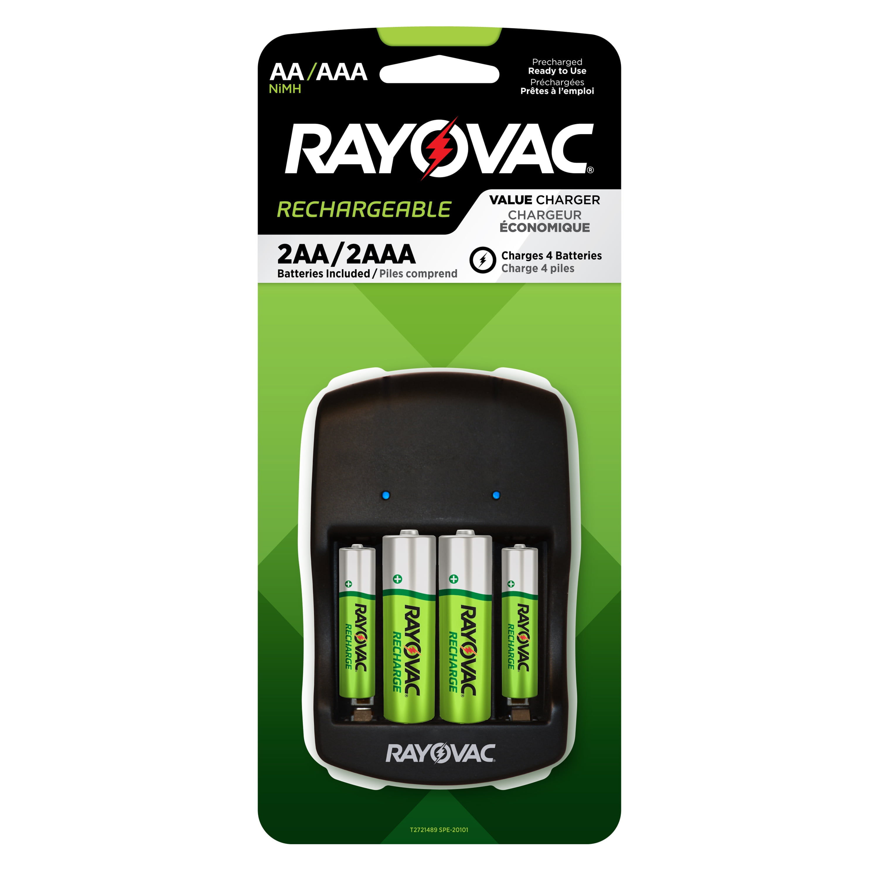 Rayovac AA and AAA Rechargeable Battery Charger, Includes NiMh 2 AA and AAA Rechargeable Batteries - Walmart.com