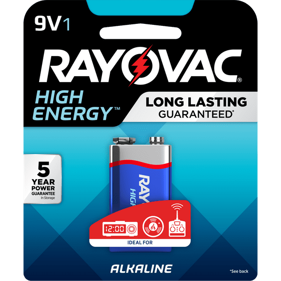 Rayovac High Energy Alkaline Battery, Size 9V Battery, 1-pack A1604-1K (Packaging may vary)