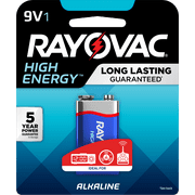 Rayovac High Energy Alkaline Battery, Size 9V Battery, 1-pack A1604-1K Packaging may vary