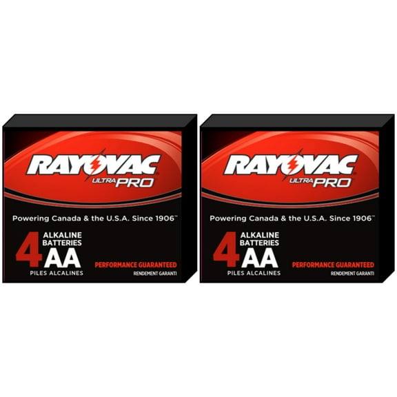 Rayovac Alkaline UltraPro AA Batteries - 2 Boxes of 4 + FREE SHIPPING
