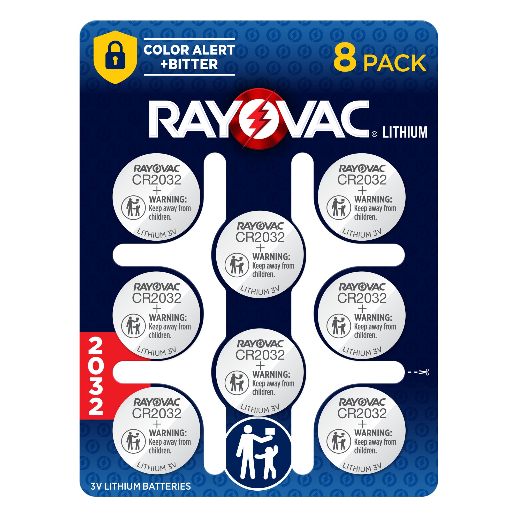 Rayovac 2032 Coin Batteries (8 Pack), CR2032 3V Lithium Batteries, Compatible with AirTag and Tile Pro Devices, Key Fobs, Watches and more