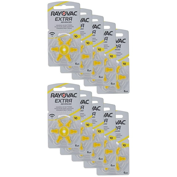 Rayovac Extra Advanced, size 10 Hearing Aid Battery Pack of 60