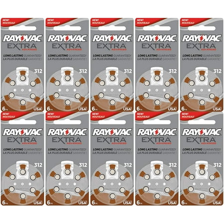 Rayovac Extra Advanced, size 312 Hearing Aid Battery Pack of 60 Total