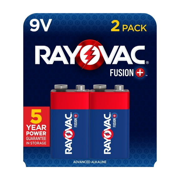 Rayovac Fusion 9V Batteries (2 Pack), Alkaline 9 Volt Batteries