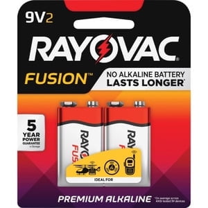 Rayovac Fusion 9V Batteries, Premium Alkaline 9V Battery (2 Count)