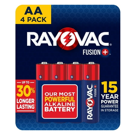 Rayovac Fusion AA Batteries (4 Pack), Double A Alkaline Batteries