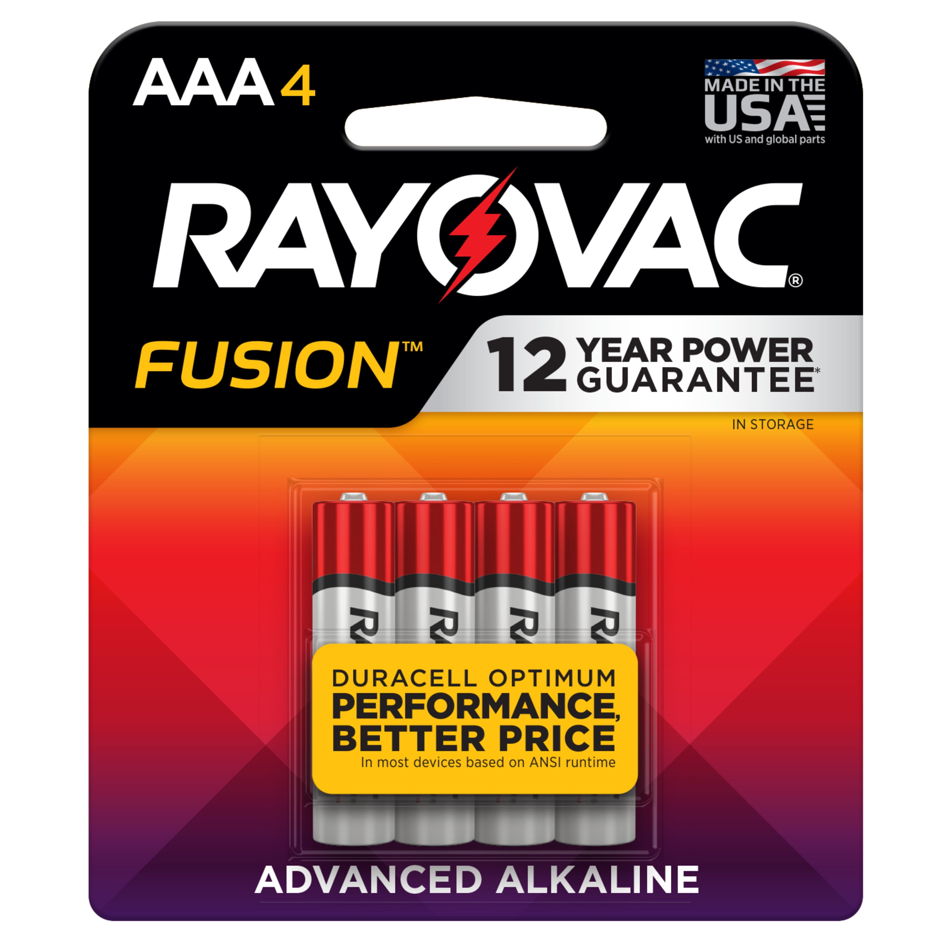 Rayovac Fusion AAA Batteries (4 Pack), Triple A Alkaline Batteries