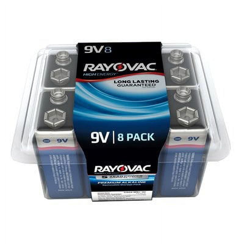 Rayovac High Energy 9 Volt (9V) Alkaline Batteries, 8 Pack 1 Pack
