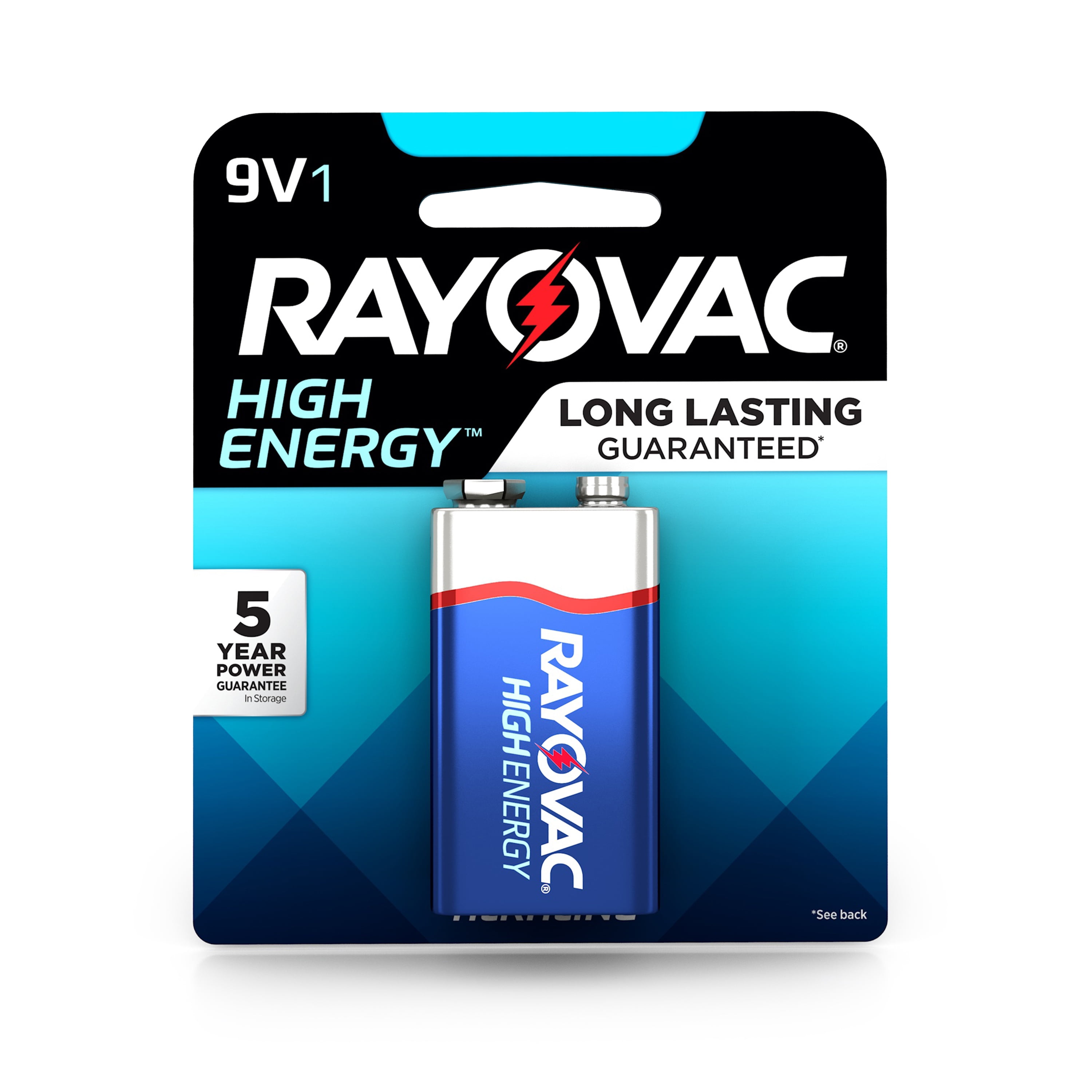Rayovac High Energy 9V Batteries (1 Pack), Alkaline 9 Volt Batteries