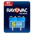 thumbnail image 1 of Rayovac High Energy 9V Batteries (2 Pack), Alkaline 9 Volt Batteries, 1 of 8