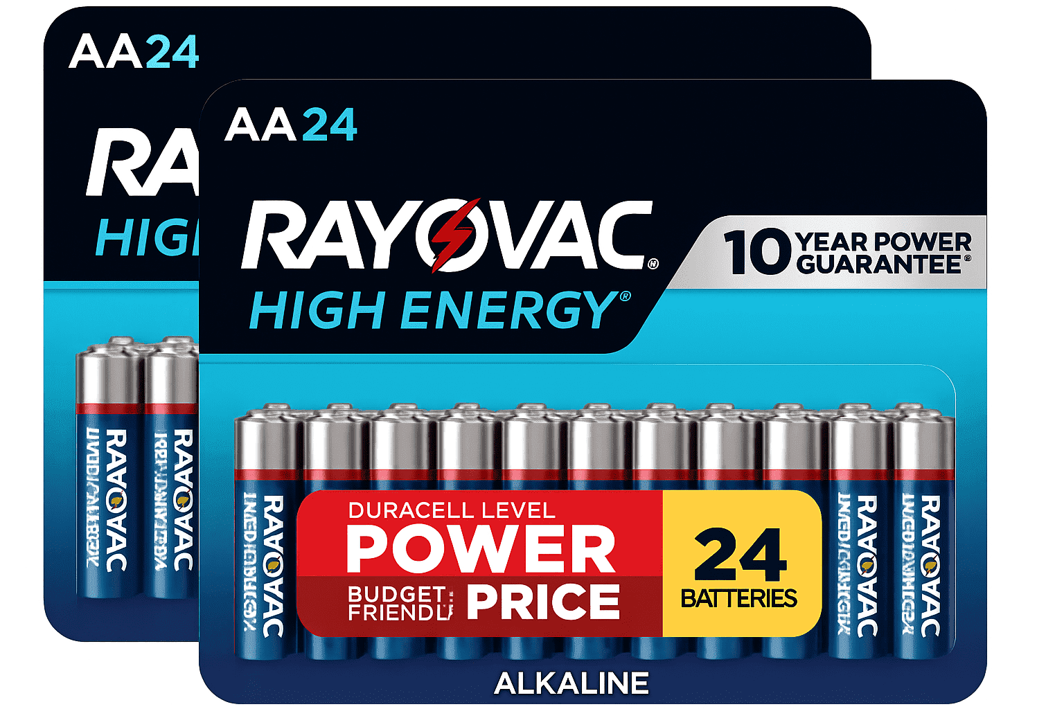 Rayovac High Energy AA Alkaline Batteries, 48 Count (2 Pack), Long-Lasting Power