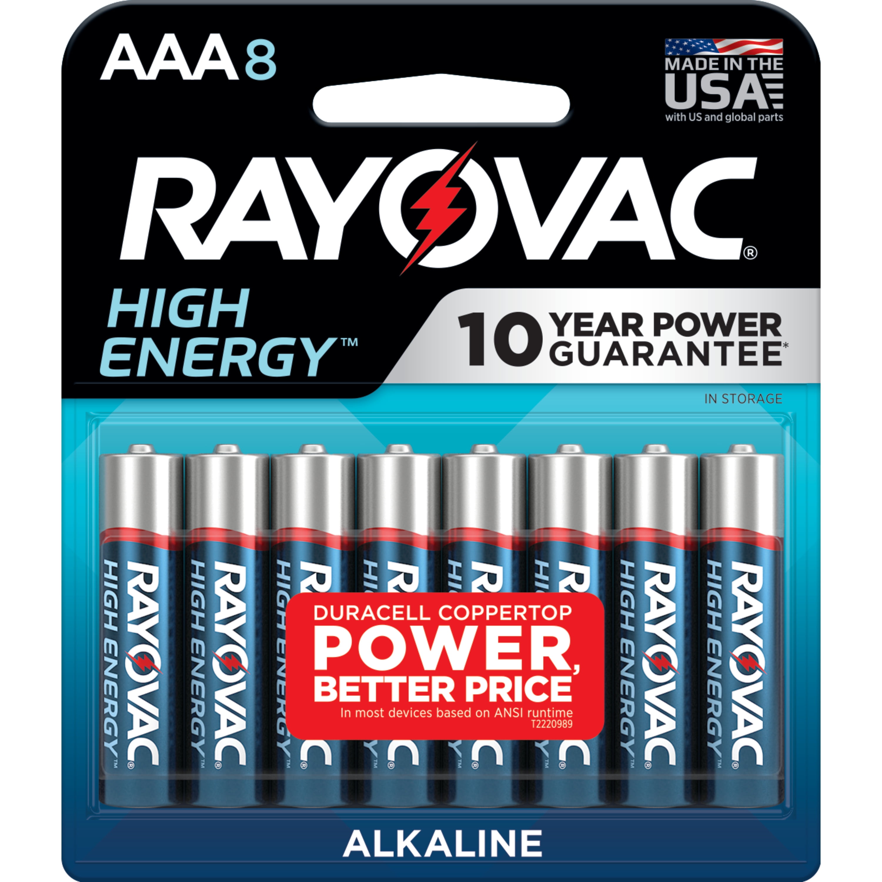 Rayovac High Energy AAA Batteries (8 Pack), Triple A Batteries