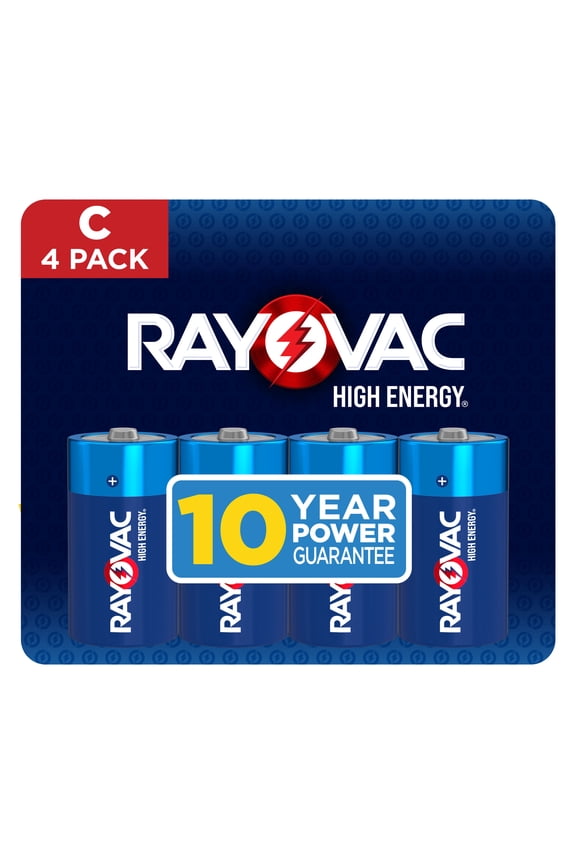 High Energy C Batteries (4 Pack), Alkaline C Cell Batteries