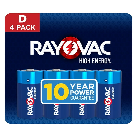 Rayovac High Energy D Batteries (4 Pack), Alkaline D Cell Batteries