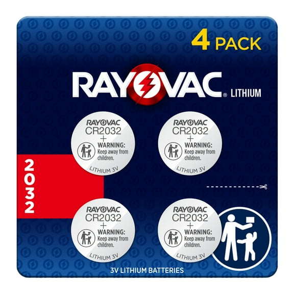 Rayovac 2032 Coin Batteries (4 Pack), CR2032 3V Lithium Batteries, Compatible with AirTag and Tile Pro Devices, Key Fobs, Watches and more