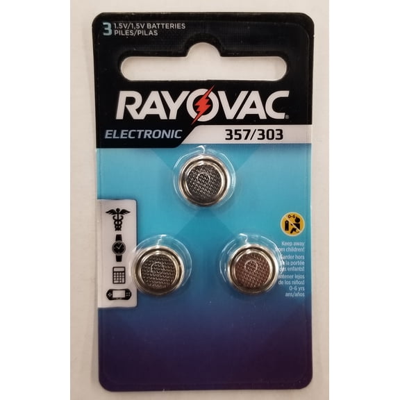 Rayovac Mercury Free 357 Silver Oxide Battery for Use in Analog or Digital Watches, Non-Rechargable.