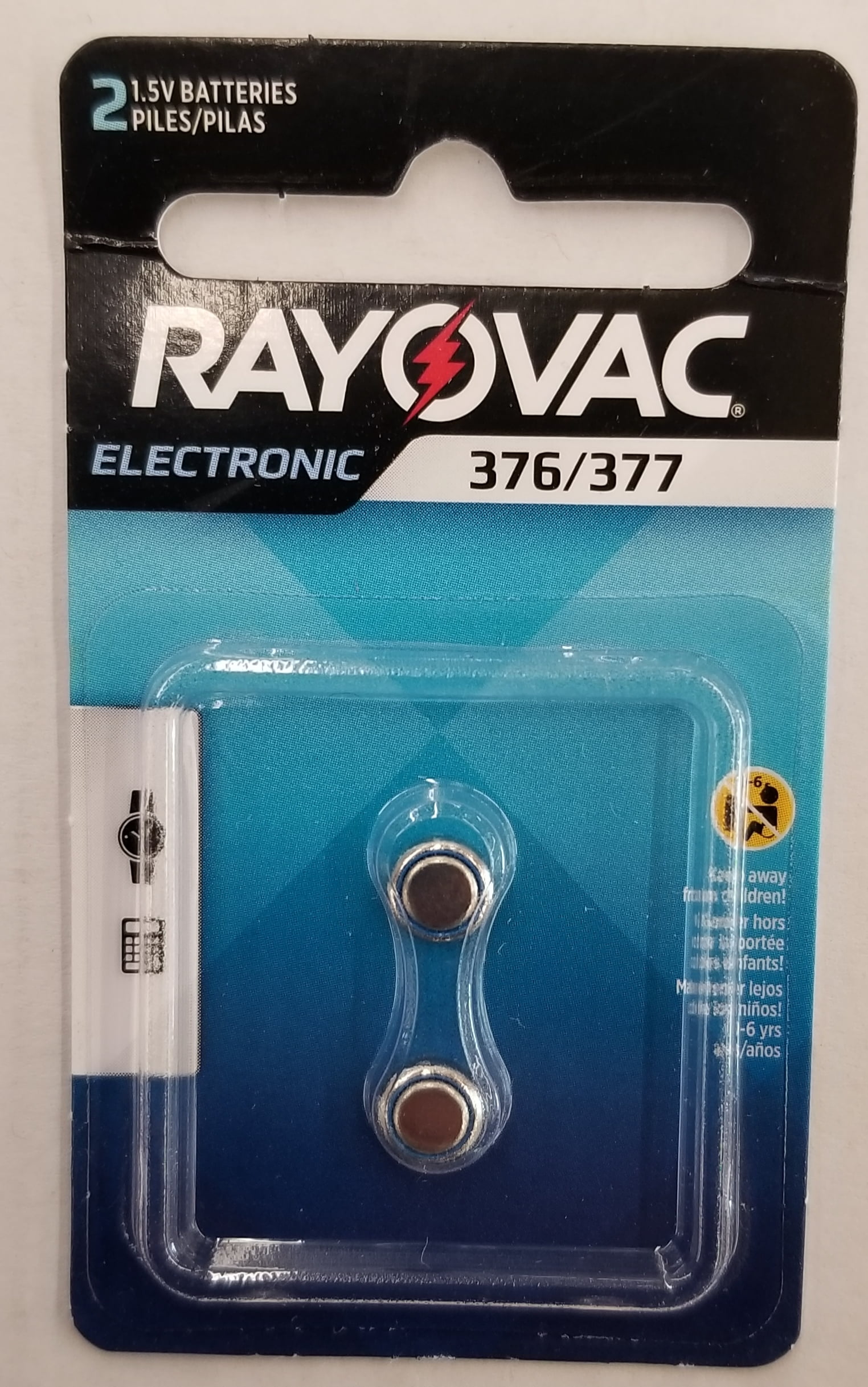 Rayovac Mercury Free 377 Silver Oxide Battery for Use in Analog or Digital Watches, Non-Rechargable 1.5 Volt 2 Pack.