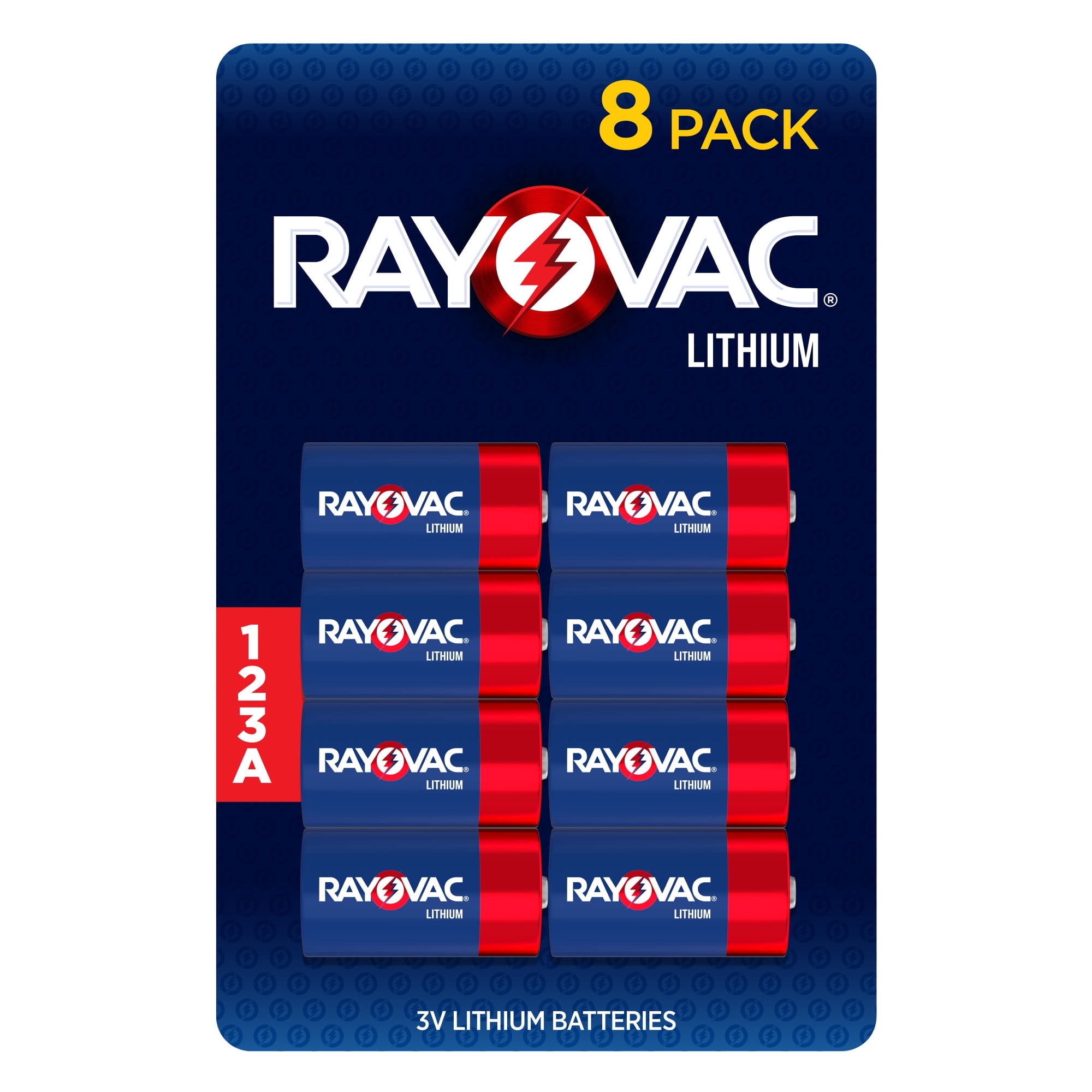 Rayovac 123 3V Lithium Photo Batteries (8 Pack), CR123A High Power Lithium Batteries Compatible with Cameras, Flashlights, Electronics and More