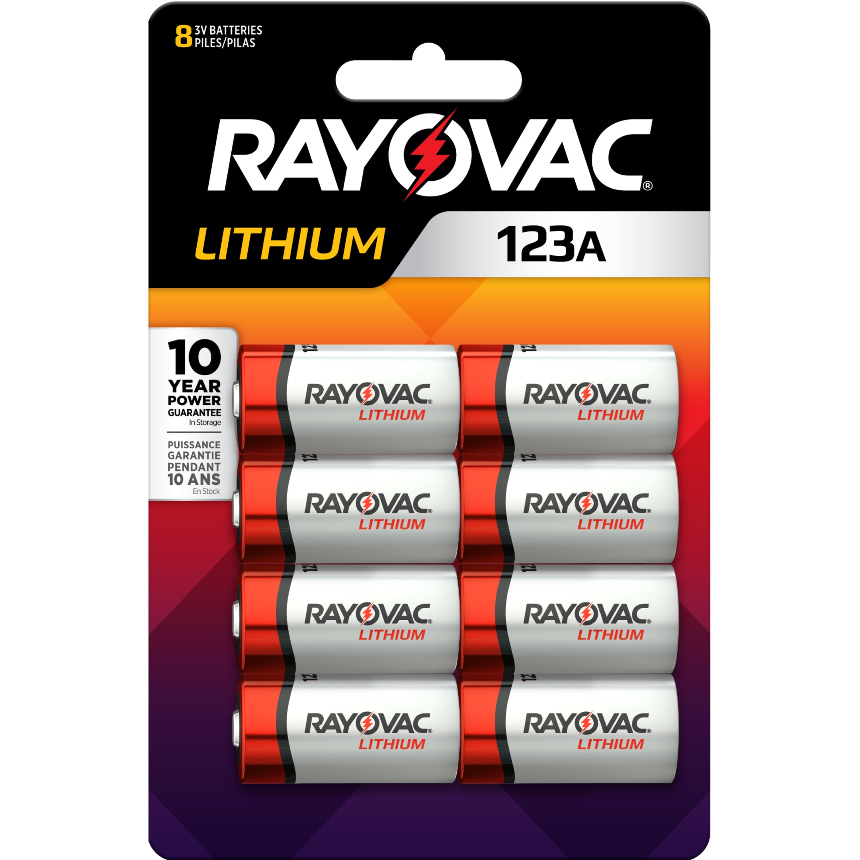 Rayovac Photo Lithium Batteries Size 123A 3V, 8 Count