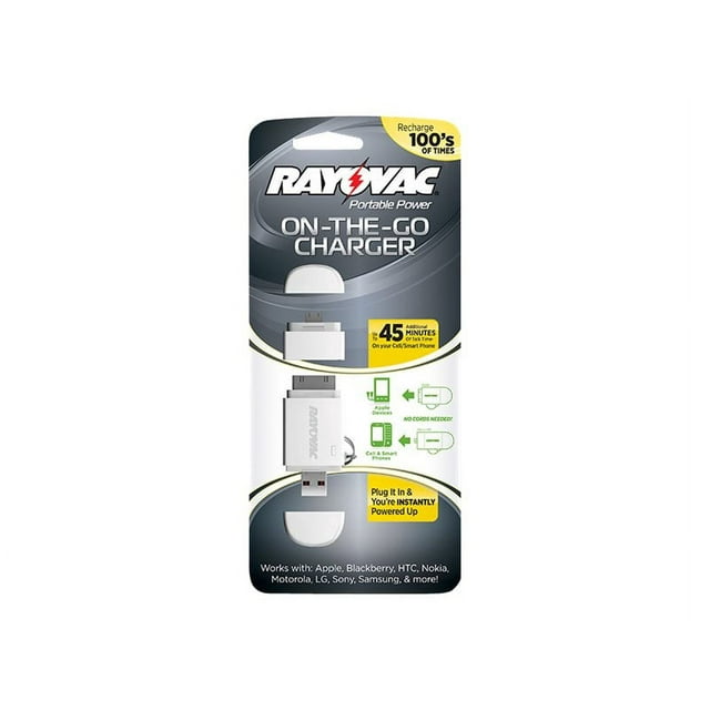 Rayovac Portable Power On-The-Go Charger - External battery pack - Li-Ion - 400 mAh - for Apple iPad/iPhone/iPod