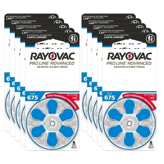 Rayovac 675CR-6PROUSC Proline Advanced Hearing Aid Batteries, Size 675 (60 pack)
