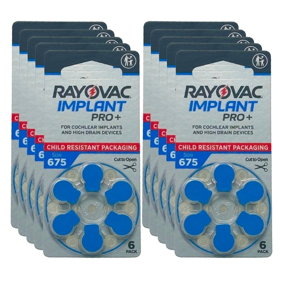 Rayovac RV-675CR-6IMPUS Ear Implant Pro+ Batteries, Size 675 (60 pack)