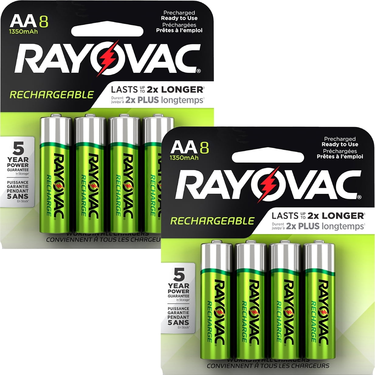 Rayovac Recharge NiMh, AA Batteries, 16 Count (2 x 8 count bundle)