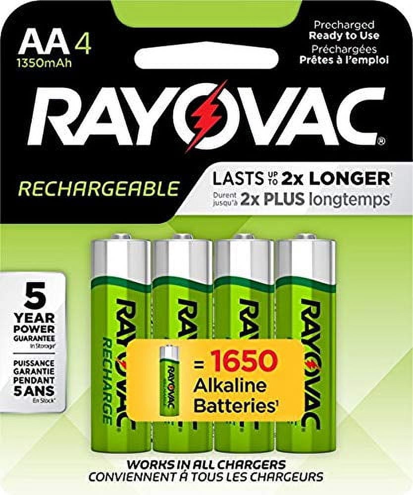 Rayovac Rechargeable 1350mAh NiMH AA Batteries 4 Pack