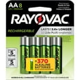 thumbnail image 1 of Rayovac Rechargeable AA Batteries (8 Pack), NiMH Double A Batteries, 1 of 6