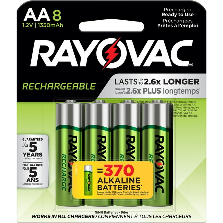 NiMH Rechargeable AA Batteries, 1.2 V, 8/Pack NiMH Rechargeable AA Batteries, 1.2 V, 8/Pack