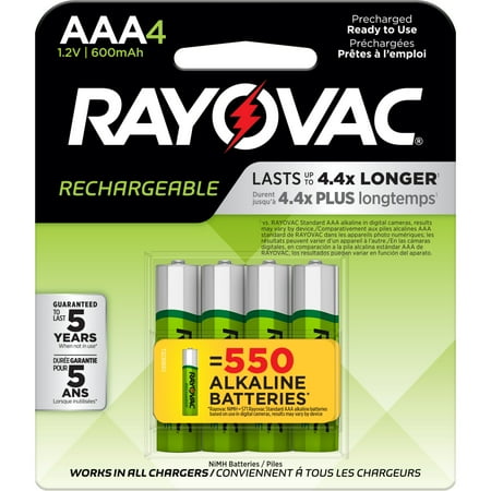 Rayovac Rechargeable AAA Batteries (4 Pack), Triple A Batteries