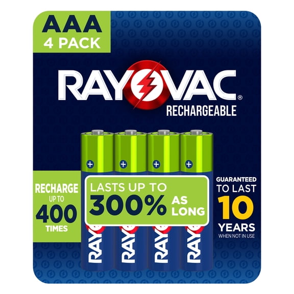RAYOVAC Rechargeable AAA Batteries (4 Pack), Triple A Batteries