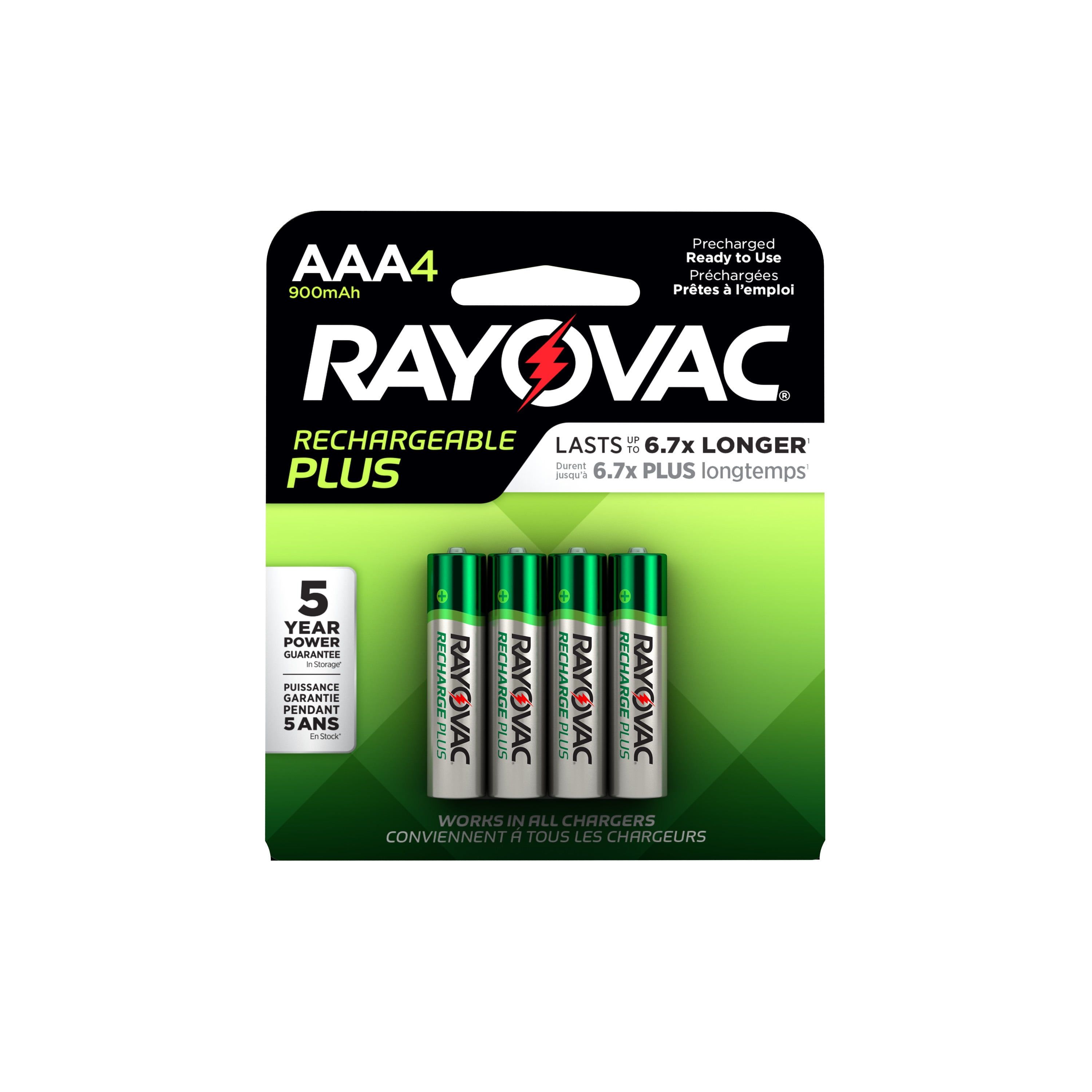 Rayovac Rechargeable AAA Batteries (4 Pack), Triple A Batteries