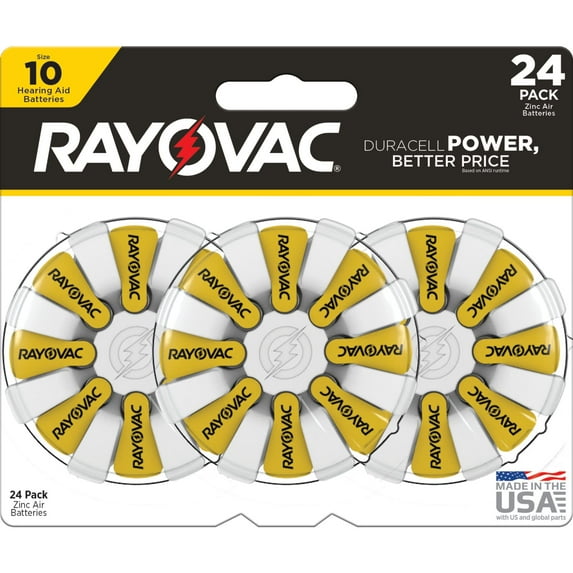 Rayovac Size 10 Hearing Aid Batteries, 24-Pack 10-24