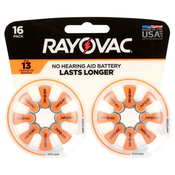 Rayovac Size 13 Hearing Aid Batteries (16 Pack), Size 13 Batteries
