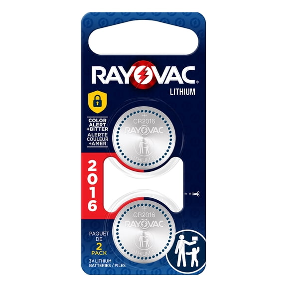 Rayovac Lithium Coin Cell Batteries Size 2016 3V, 2 Pack