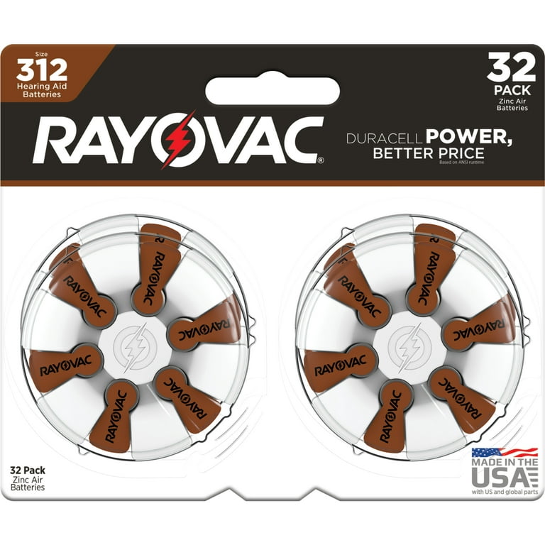 Rayovac Size 312 Hearing Aid Batteries, 32-Pack 312-32
