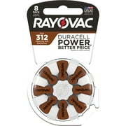 Rayovac Size 312 Hearing Aid Batteries (8 Pack), Size 312 Batteries